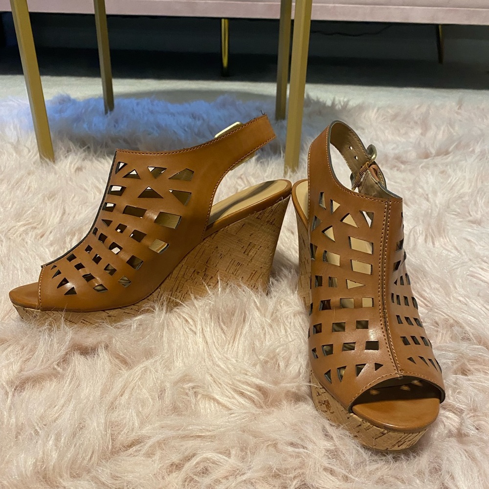 Franco Sarto Brown Wedges. Size 7